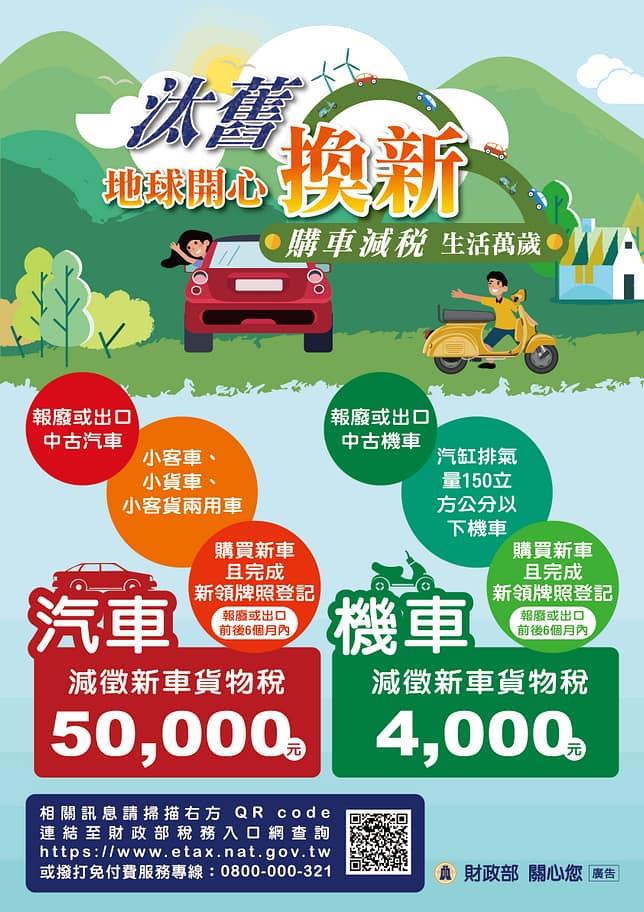 2024舊車換新補助金查詢-10萬汽車、機車貨物稅退稅!條件/資格/流程/多久會下來 1 舊車換新補助